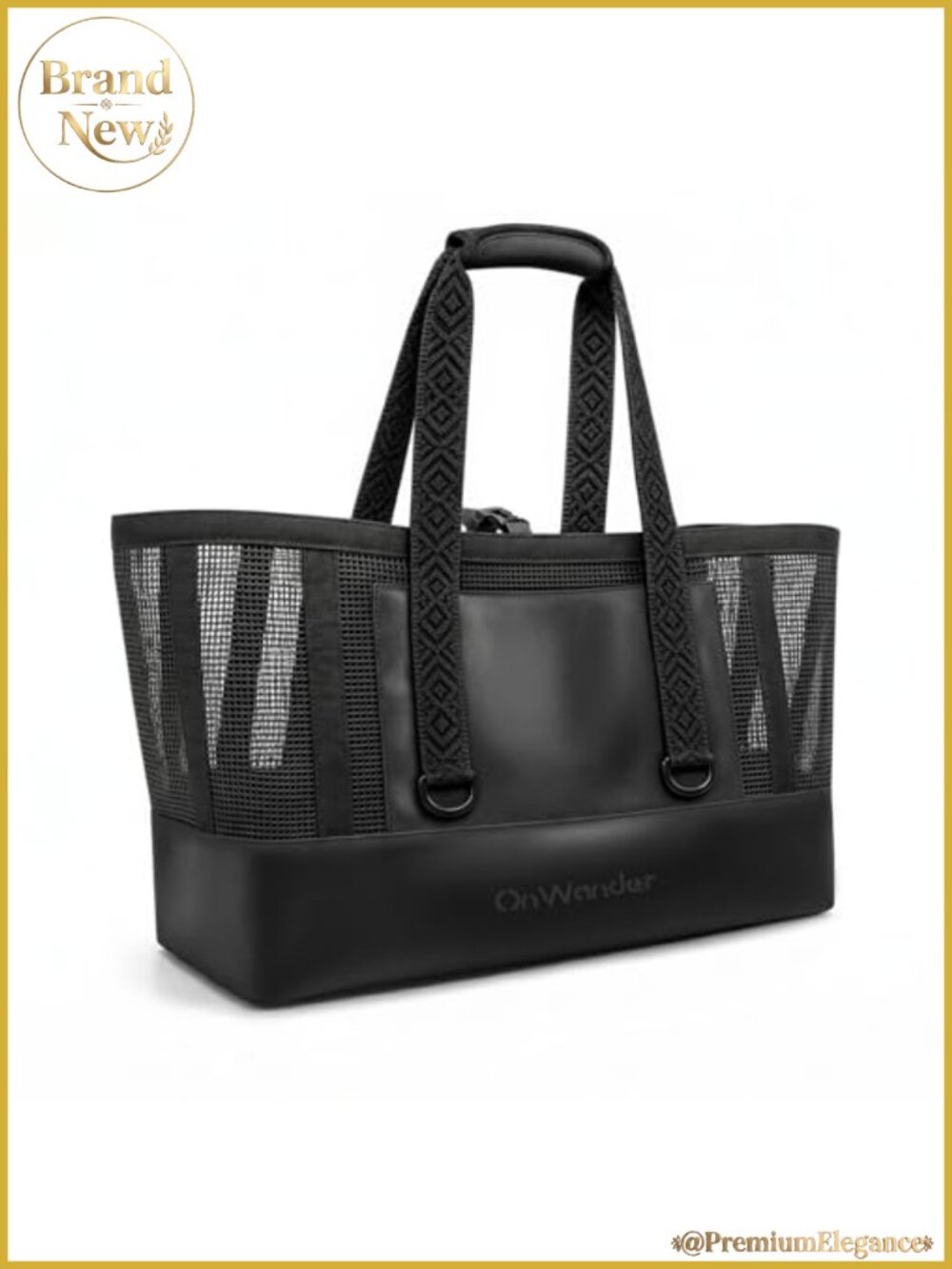 Extra Large 50L Mesh Beach Bag with Hard Waterproof Base, Padded Straps,